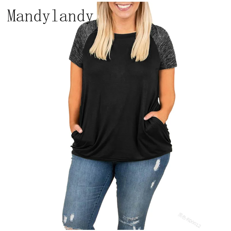 Mandylandy Plus Size Casual Women's Shirt Lady Short Sleeve Tops Patchwork Blouses Lady Loose Round Neck Cotton T-shirts
Mandylandy Plus Size Casual Women's Shirt Lady Short Sleeve Tops Patchwork Blouses Lady Loose Round Neck Cotton T-shirts