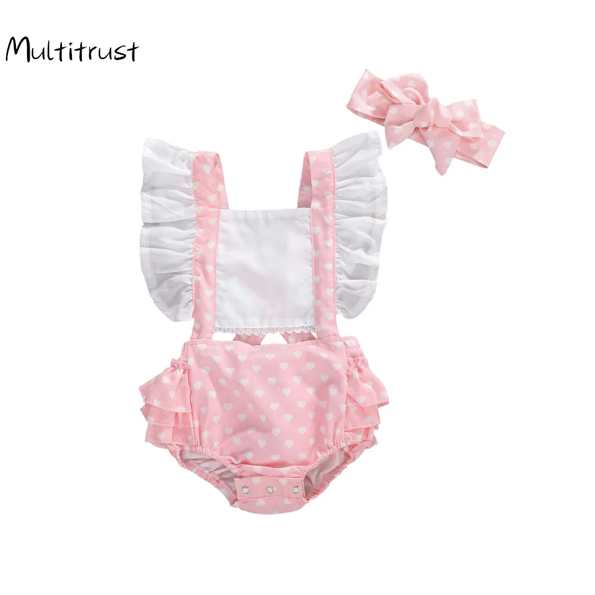 2020 Summer Newborn Heart Print Bodysuits Infant Fly Sleeve Square Collar Layered Jumpsuit Bow Headdress 2pcs
2020 Summer Newborn Heart Print Bodysuits Infant Fly Sleeve Square Collar Layered Jumpsuit Bow Headdress 2pcs