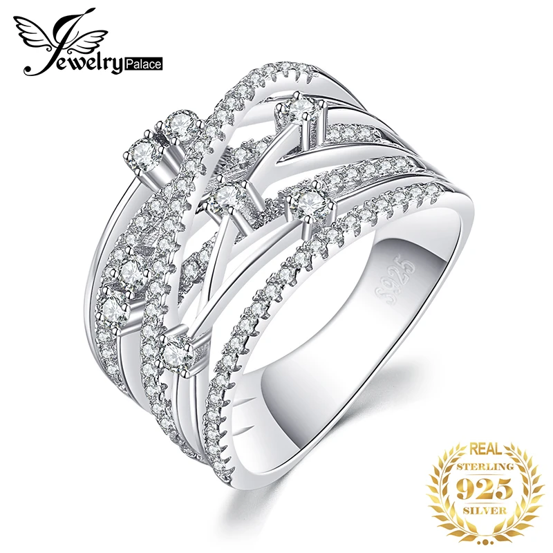 JewelryPalace роскошный круглый фианит широкая полоса коктейльное кольцо для Для