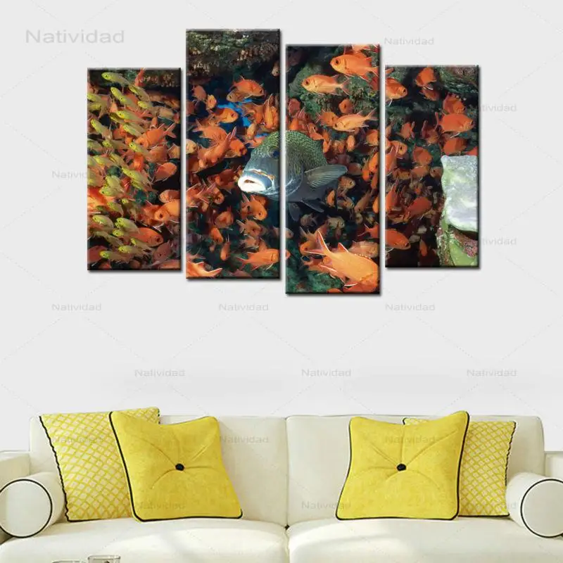 Modern Style Canvas Painting Modular Wall Art Pictures 4 Pieces Shoal of Fish Landscape Photo Hd Printed Posters Home Decor
Modern Style Canvas Painting Modular Wall Art Pictures 4 Pieces Shoal of Fish Landscape Photo Hd Printed Posters Home Decor