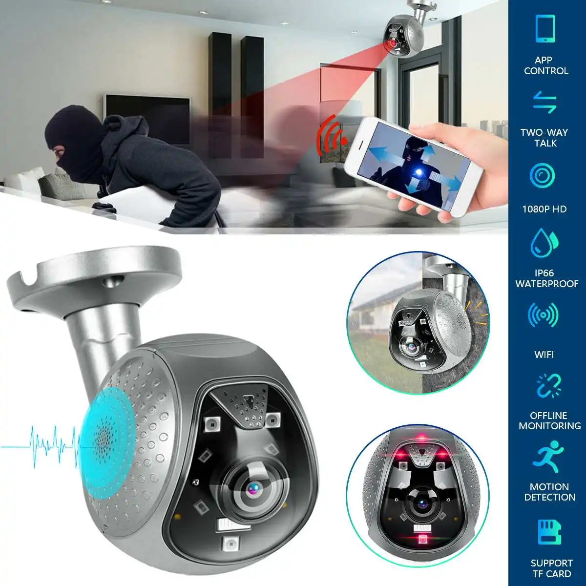 1080P HD Security Surveillance Cameras Outdoor 4X Digital Zoom Wifi IP Camera Wireless Waterproof Night Vision CCTV Camera
1080P HD Security Surveillance Cameras Outdoor 4X Digital Zoom Wifi IP Camera Wireless Waterproof Night Vision CCTV Camera