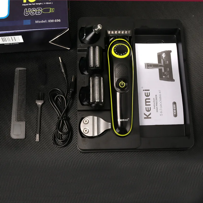 kemei Hair Trimmer KM-696 rechargeable Hair Clipper 5 in 1 body hair remover reciprocating shaver hair carving nose trimmer
kemei Hair Trimmer KM-696 rechargeable Hair Clipper 5 in 1 body hair remover reciprocating shaver hair carving nose trimmer