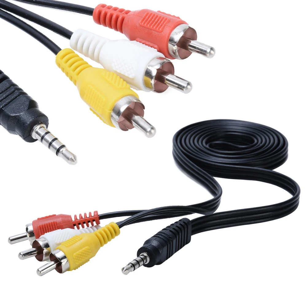 1M 3.5mm Jack Plug Male to 3 RCA Adapter High Quality 3.5 to RCA Male Audio Video Cable Laptop DVD TV AUX Cable AV Cable 
1M 3.5mm Jack Plug Male to 3 RCA Adapter High Quality 3.5 to RCA Male Audio Video Cable Laptop DVD TV AUX Cable AV Cable