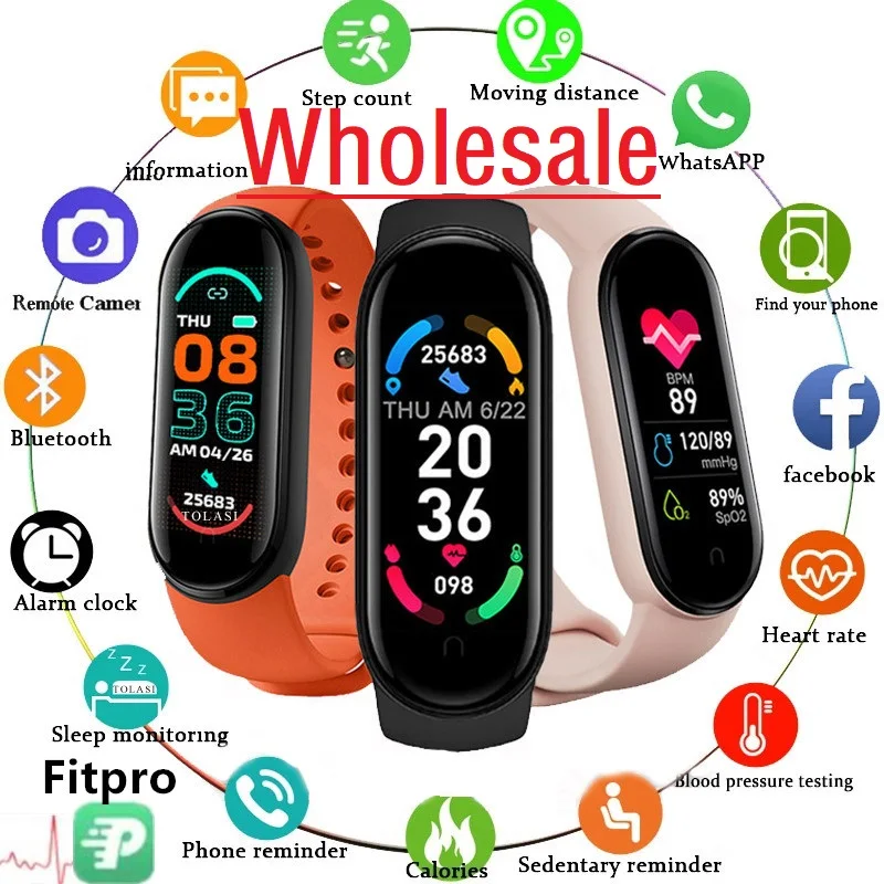 M6 Wholesale Smart Watch Bracelet Body Temperature Monitor Heart Rate Blood Pressure Monitor Waterproof Sport Fitness Smartwatch
M6 Wholesale Smart Watch Bracelet Body Temperature Monitor Heart Rate Blood Pressure Monitor Waterproof Sport Fitness Smartwatch
