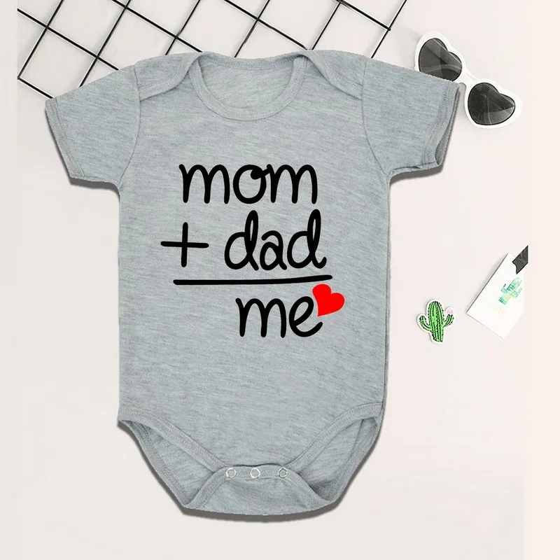 Детский хлопковый комбинезон с длинным рукавом надписью I Love Mom & Dad|Боди для