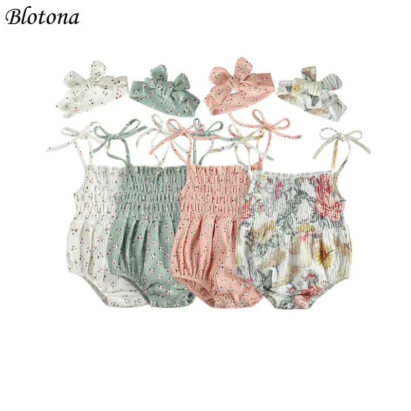 Blotona Infant Newborn Baby Girls 2Pcs Outfits Suits, Summer Sleeveless Floral Printed Romper + Bowknot Headband 0-24Months 
Blotona Infant Newborn Baby Girls 2Pcs Outfits Suits, Summer Sleeveless Floral Printed Romper + Bowknot Headband 0-24Months