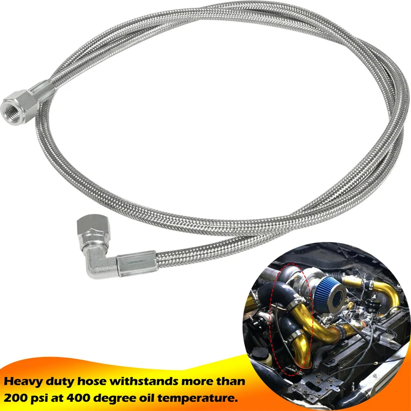 Steel Braided Turbine Supply Hose 48" Length - 4AN 90 Degree Straight Hose End Pressure Remote Turbo Sensor Teflon 4AN 551867
Steel Braided Turbine Supply Hose 48" Length - 4AN 90 Degree Straight Hose End Pressure Remote Turbo Sensor Teflon 4AN 551867