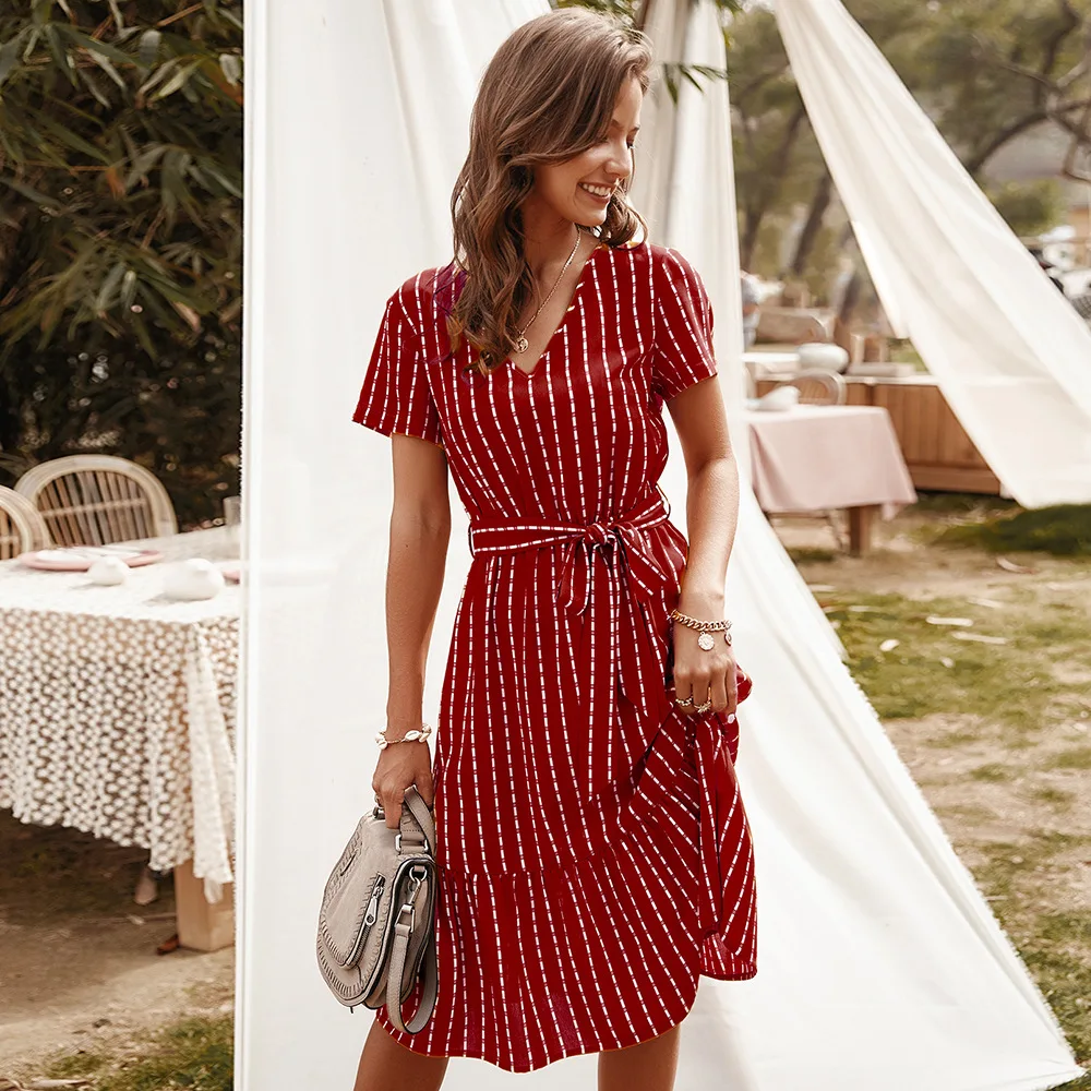 Women Dress Vacation Boho Beach V neck Stripe Point Print Dresses Knot Casual Streetwear 2020 New Winter Sexy Maxi Bohemia Hot
Women Dress Vacation Boho Beach V neck Stripe Point Print Dresses Knot Casual Streetwear 2020 New Winter Sexy Maxi Bohemia Hot