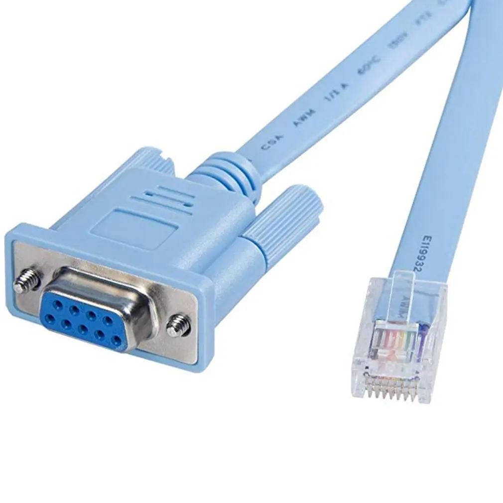 

Кабель-переходник для консоли Cisco RJ45 Cat5, Ethernet-порт Rs232 DB9 COM, последовательные гнездовые маршрутизаторы, сетевой адаптер, синий, 1,5 м