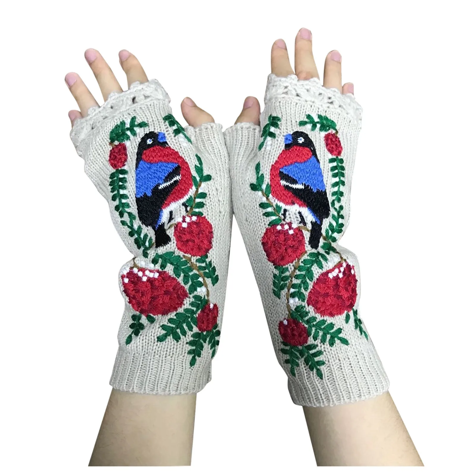 Women Birds Embroidery Gloves Knitted Fingerless Plus Velvet Color Block Splice Mittens Womens Gloves Rekawiczki Damskie Gloves
Women Birds Embroidery Gloves Knitted Fingerless Plus Velvet Color Block Splice Mittens Womens Gloves Rekawiczki Damskie Gloves