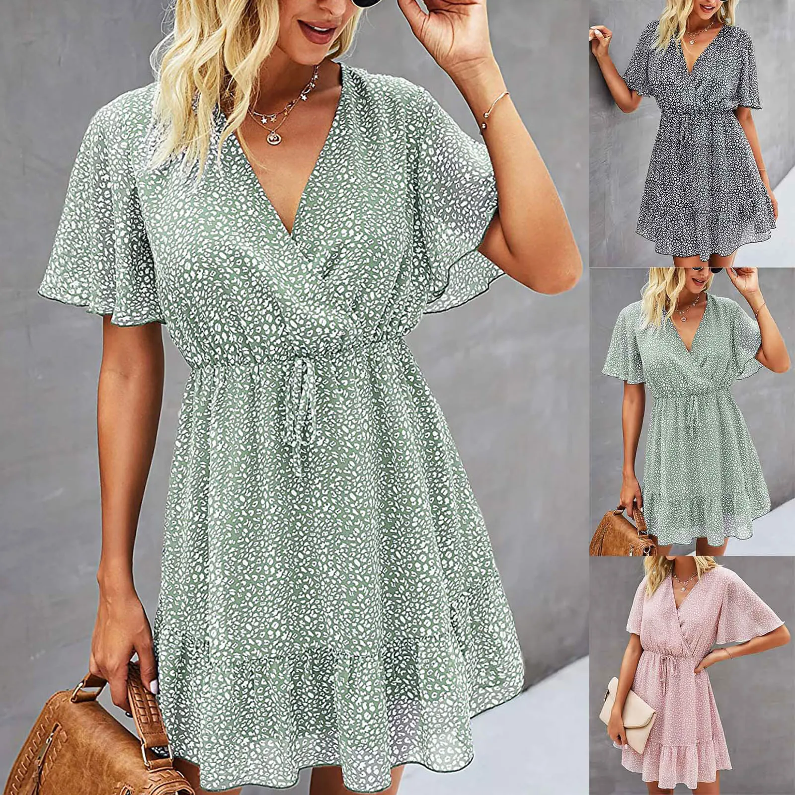 Women Summer Short Sleeve Ruffle Floral Dress V Neck High Waist Mini Dress 2021 New Fashionable Hot Summer Dresses For Women
Women Summer Short Sleeve Ruffle Floral Dress V Neck High Waist Mini Dress 2021 New Fashionable Hot Summer Dresses For Women