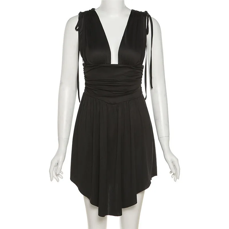 CNYISHE Office Lady Elegant White Black Dress Pleated Deep V-Neck Sleeveless Dresses Evening Club Party Women Mini Dress Vestido
CNYISHE Office Lady Elegant White Black Dress Pleated Deep V-Neck Sleeveless Dresses Evening Club Party Women Mini Dress Vestido
