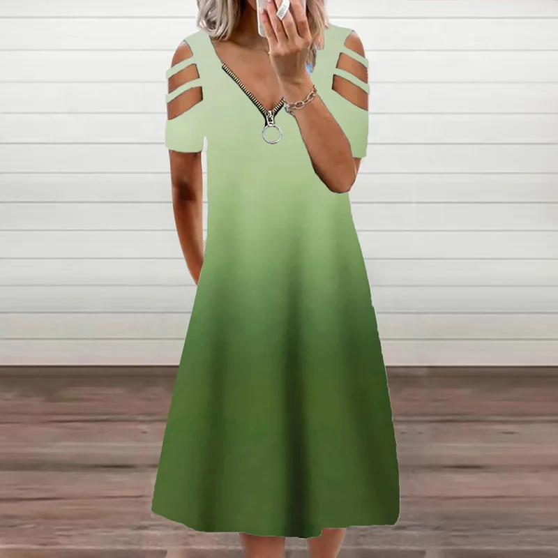 2021 Summer Hollow Out Short Sleeve Party Dress Women Vintage Gradient Print Long Dress Fashion Casual Zipper V-Neck Loose Dress
2021 Summer Hollow Out Short Sleeve Party Dress Women Vintage Gradient Print Long Dress Fashion Casual Zipper V-Neck Loose Dress