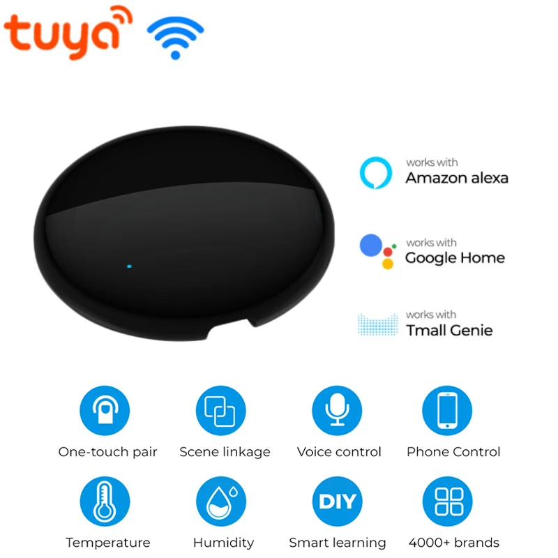 Tuya WiFi IR Remote Controller+Temperature and humidity LCD screen Smart Life App Voice Control Work With Alexa Google Home
Tuya WiFi IR Remote Controller+Temperature and humidity LCD screen Smart Life App Voice Control Work With Alexa Google Home