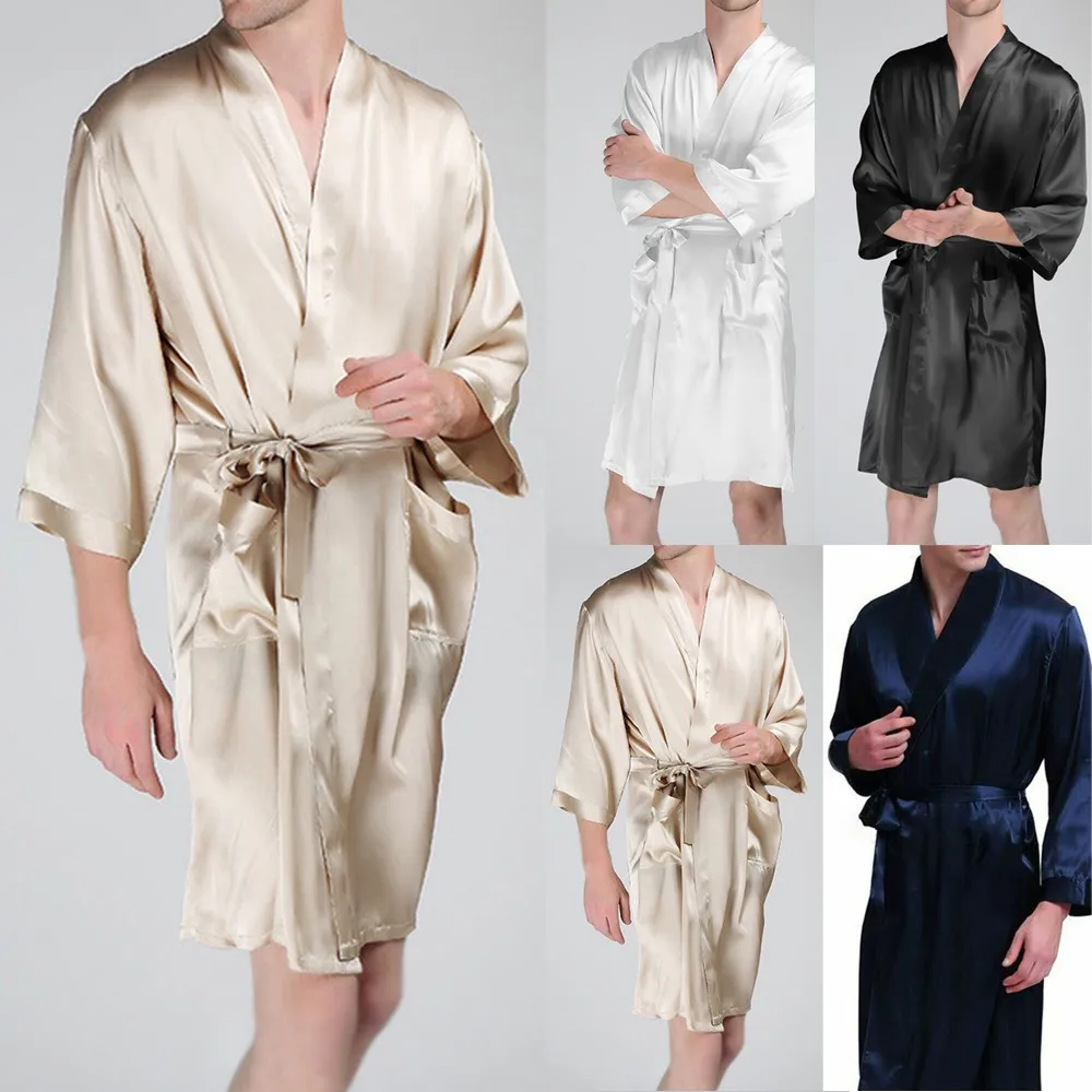 Mens Robes Silk Satin Long Robe Robes Bathrobe Nightgown Solid Color Belt Summer Comfortable Pajamas Sleepwear Nightwear
Mens Robes Silk Satin Long Robe Robes Bathrobe Nightgown Solid Color Belt Summer Comfortable Pajamas Sleepwear Nightwear