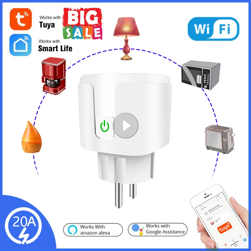 Смарт-розетка с голосовым управлением, Wi-Fi, 20 А
Смарт-розетка с голосовым управлением, Wi-Fi, 20 А