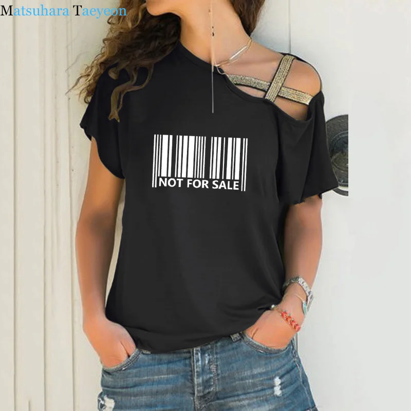 Not For Sale Barcode Print T-shirt Women tshirt Cotton Casual Funny t shirt harajuku Irregular Skew Cross Bandage T Shirts Tee
Not For Sale Barcode Print T-shirt Women tshirt Cotton Casual Funny t shirt harajuku Irregular Skew Cross Bandage T Shirts Tee