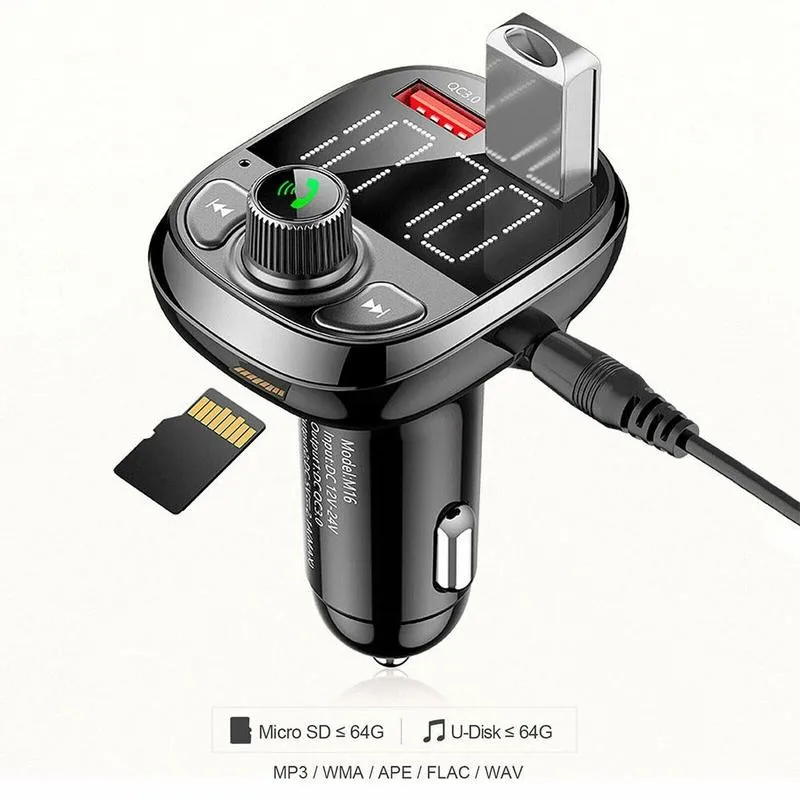 Bluetooth Car FM Transmitter Handsfree QC3.0 USB Charger USB Kit Dual Fast Mp3 Adapter Adapter Radio Charging C4M8 
Bluetooth Car FM Transmitter Handsfree QC3.0 USB Charger USB Kit Dual Fast Mp3 Adapter Adapter Radio Charging C4M8