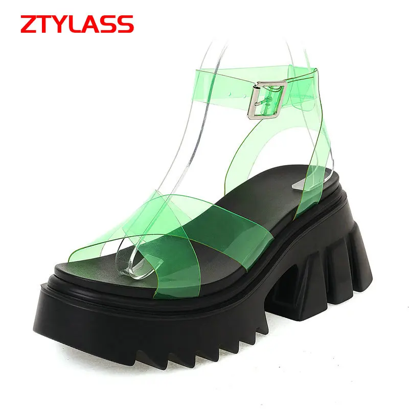 2021 New Summer Open Toe Transparent Sandals Women Platform Thick High Heel Sandals Fashion Buckle Green Yellow Party Shoes
2021 New Summer Open Toe Transparent Sandals Women Platform Thick High Heel Sandals Fashion Buckle Green Yellow Party Shoes