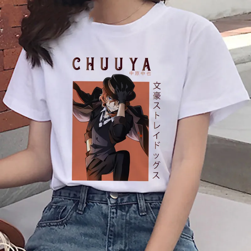 Забавная футболка Bungou Stray Dogs Женская Футболка Harajuku Kawaii милая с аниме летние топы