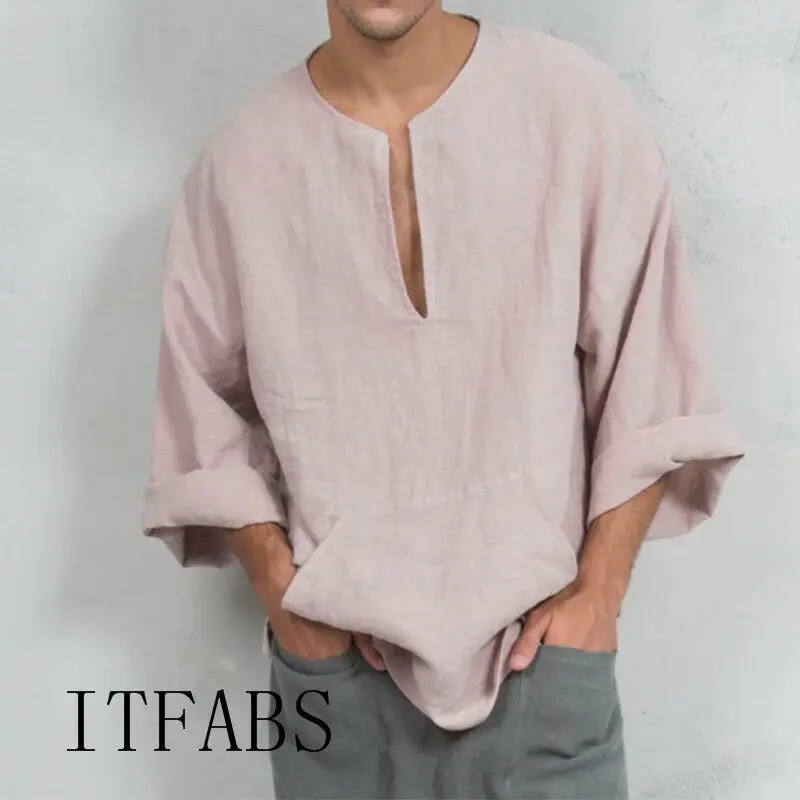 Retro Men's Long Sleeve Linen Shirt Soft Tops Summer Men Male Solid Loose Casual V-Neck Shirt Blouse Tops M-3XL
Retro Men's Long Sleeve Linen Shirt Soft Tops Summer Men Male Solid Loose Casual V-Neck Shirt Blouse Tops M-3XL