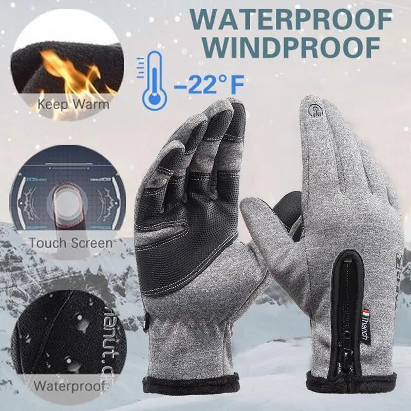Fleece Lined Winter Gloves Warm Touch Screen Glove Splash-Proof Wrist Length Anti-Slip Zipper Closure for Riding Driving N66
Fleece Lined Winter Gloves Warm Touch Screen Glove Splash-Proof Wrist Length Anti-Slip Zipper Closure for Riding Driving N66
