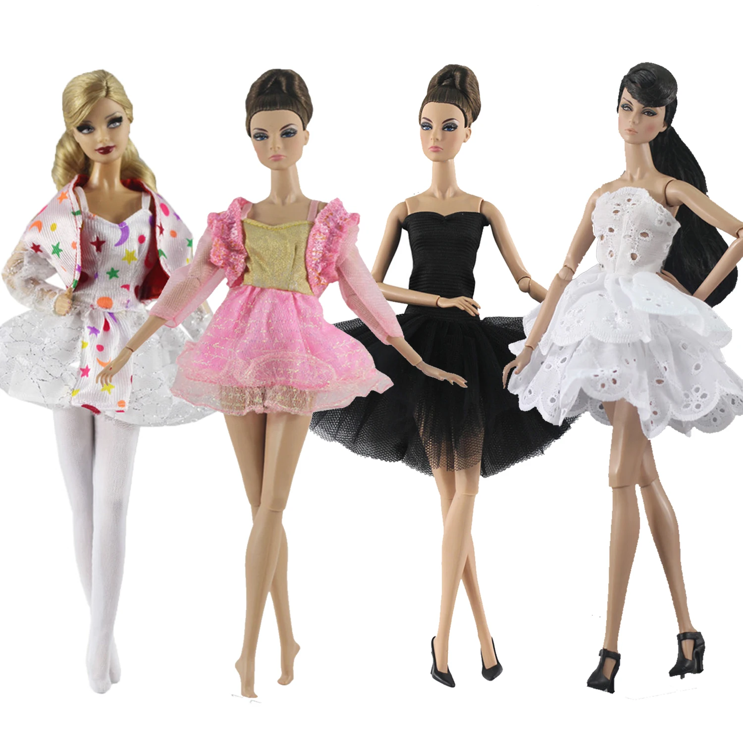 

Fashion Doll Clothes 4 set Dress for Barbie Dancing Tutu Tulle Ballet Dress 1/6 Dolls Accessories Kids Toys for Girl Best Gift