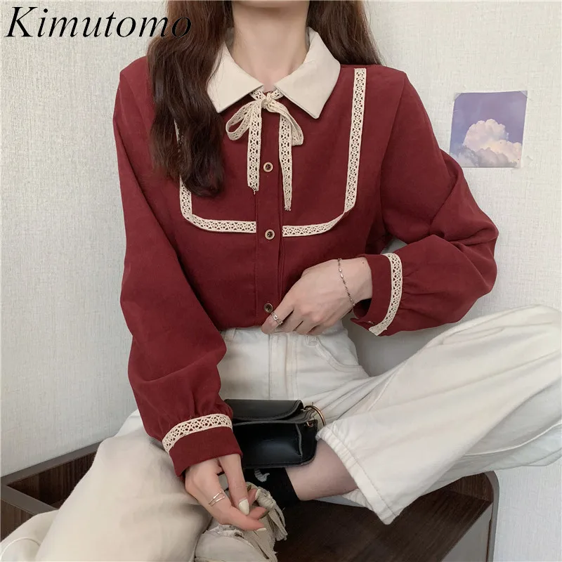 Kimutomo Chic Contrast Blouse Women Turn-down Collar Lace Up Long Sleeve Wild Shirt Ladies Casual Fashion Autumn Loose Solid Top
Kimutomo Chic Contrast Blouse Women Turn-down Collar Lace Up Long Sleeve Wild Shirt Ladies Casual Fashion Autumn Loose Solid Top