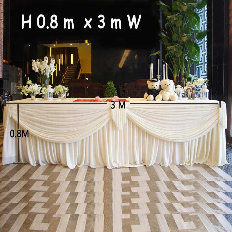 0.8x3M Long White Luxury Table Skirt with Swag for Wedding Use Wedding Table Skirting with Drape
0.8x3M Long White Luxury Table Skirt with Swag for Wedding Use Wedding Table Skirting with Drape