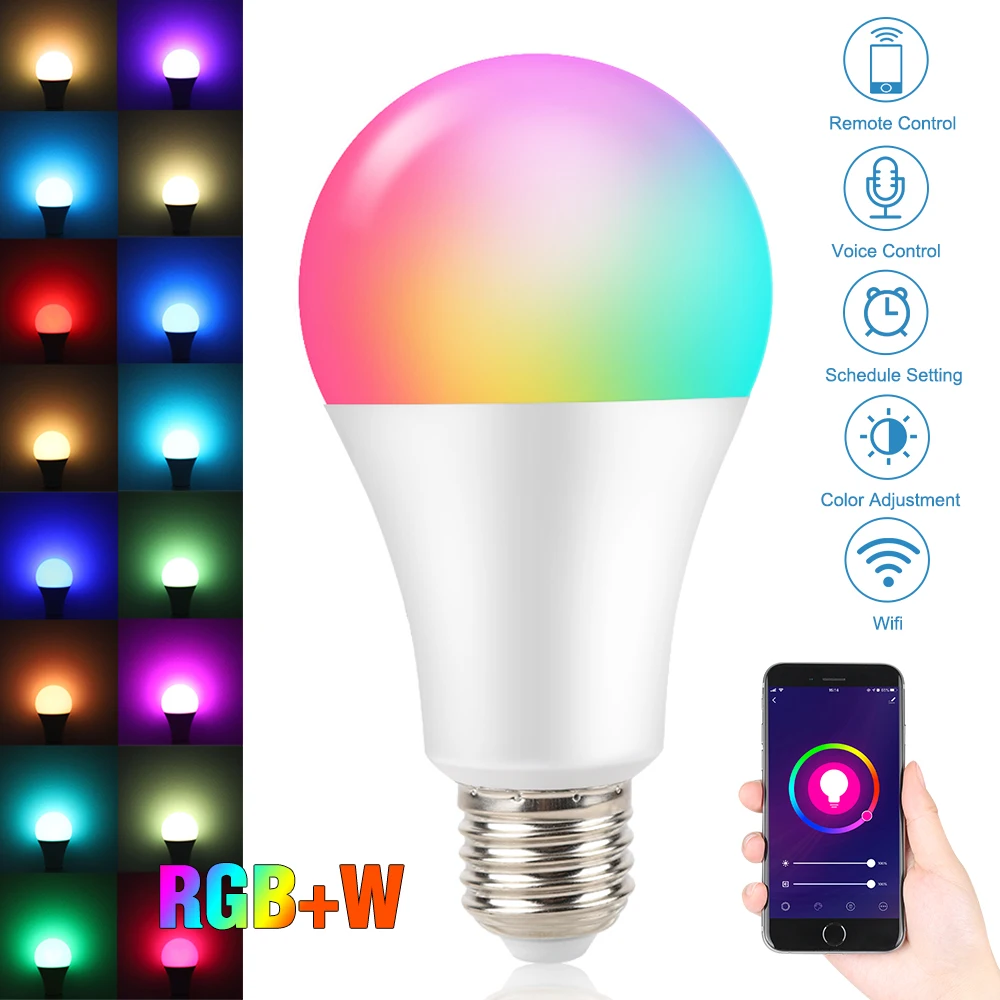 E27 WiFi smart bulb Alexa voice control RGBW 9W Dimmable Light Colorful Remote Control for Bar Party Lighting
E27 WiFi smart bulb Alexa voice control RGBW 9W Dimmable Light Colorful Remote Control for Bar Party Lighting