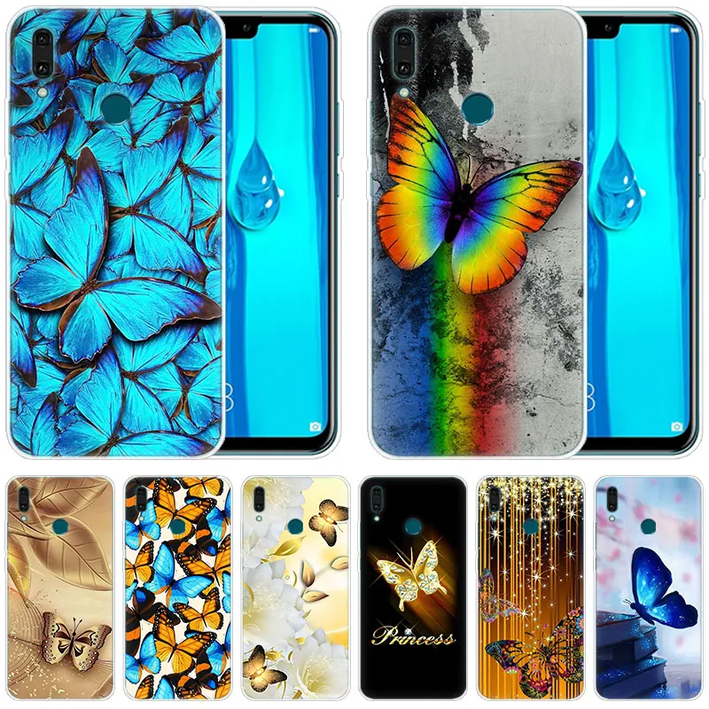 Чехол для Huawei Mate 30 20 Lite 10 Pro Y5 Y6 Y7 2019 Y9 Prime 2018 2017 мягкий с бабочкой и цветком |