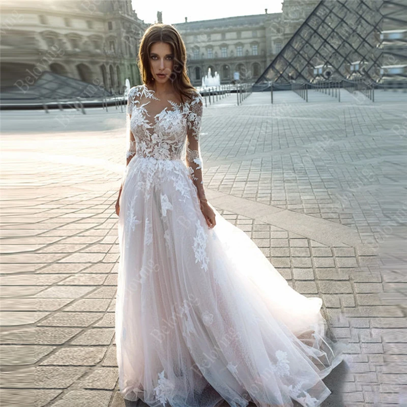 Sheer Long Sleeves Lace Appliques Wedding Dress 2021 Natural Custom Tulle Women Bridal Gowns Amazing Bride Dress Vestidos Noiva
Sheer Long Sleeves Lace Appliques Wedding Dress 2021 Natural Custom Tulle Women Bridal Gowns Amazing Bride Dress Vestidos Noiva