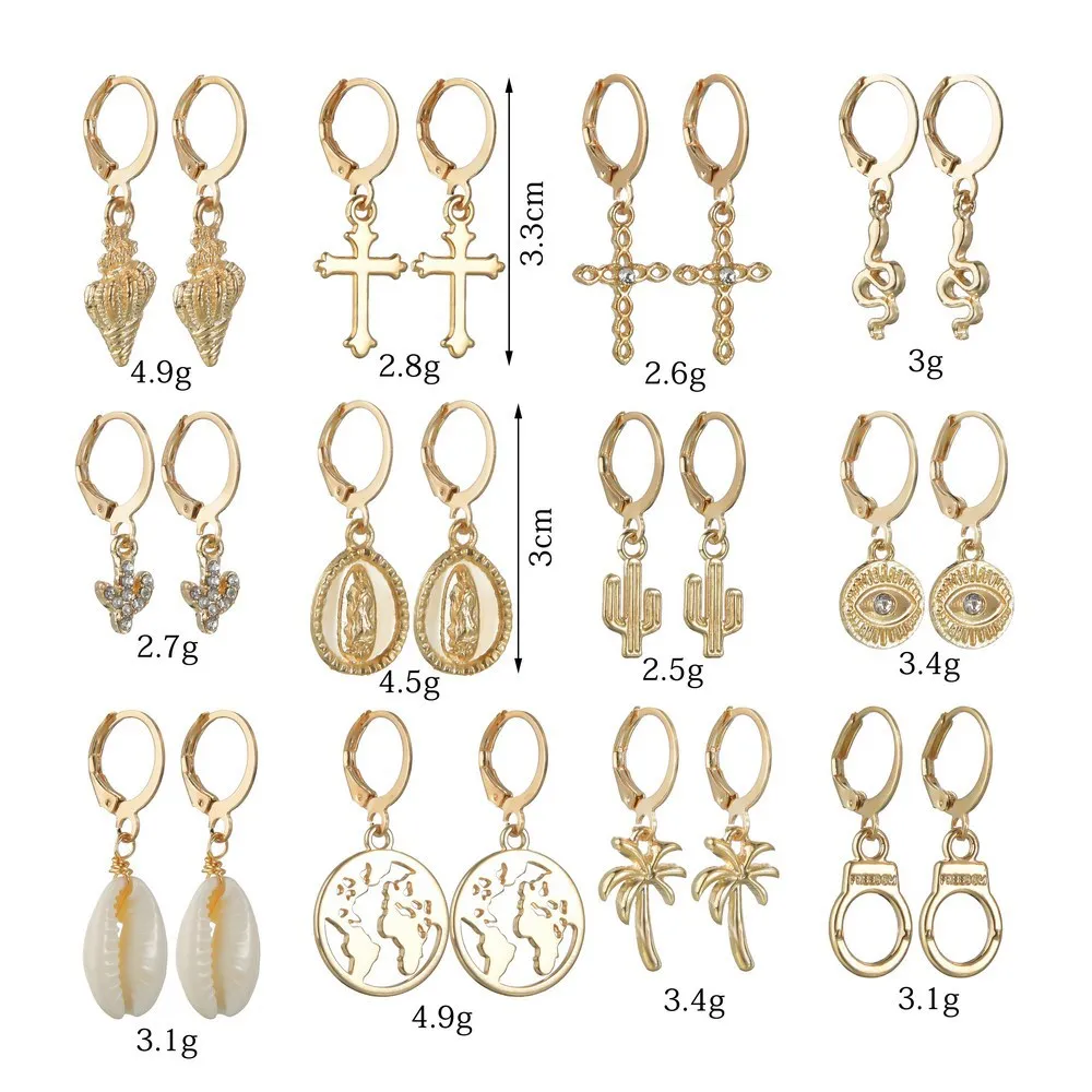 Women's Vintage Gold Silver Earrings Cross Tree Butterfly Star Moon Shell Lightning Huggie Hoop Earring Drop Jewelry 2021 Trend
Women's Vintage Gold Silver Earrings Cross Tree Butterfly Star Moon Shell Lightning Huggie Hoop Earring Drop Jewelry 2021 Trend