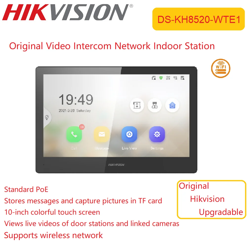 Hikvision, внутренний монитор, DS-KH8520-WTE1, видеодомофон, 10-дюймовый сенсорный экран, PoE, TF-карта, Wifi, просмотр в реальном времени
Hikvision, внутренний монитор, DS-KH8520-WTE1, видеодомофон, 10-дюймовый сенсорный экран, PoE, TF-карта, Wifi, просмотр в реальном времени