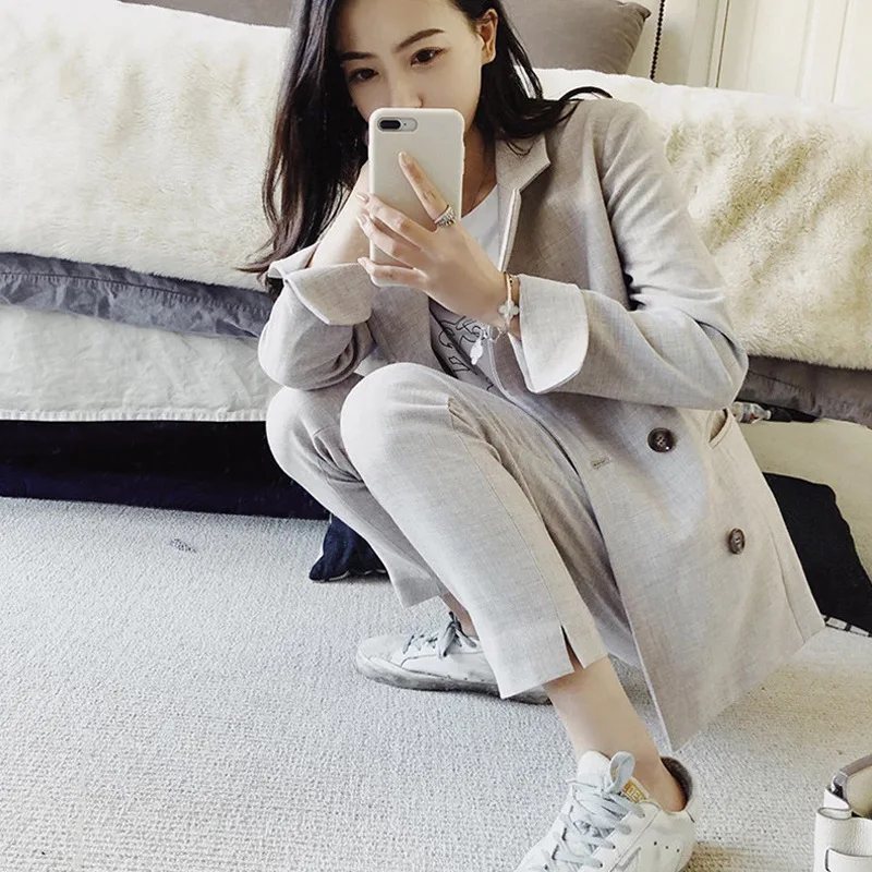 Spring 2021 blazer + pant two peice set women double breasted suit jacket high waist pants long-sleeve pant suits outfits
Spring 2021 blazer + pant two peice set women double breasted suit jacket high waist pants long-sleeve pant suits outfits