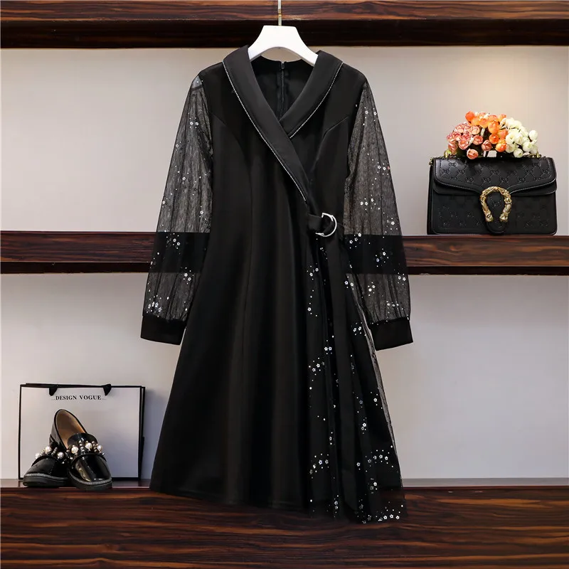 4XL plus size women elegant vintage sexy hollow out dress autumn winter 2021 long sleeve v neck mesh Patchwork shiny dresses
4XL plus size women elegant vintage sexy hollow out dress autumn winter 2021 long sleeve v neck mesh Patchwork shiny dresses