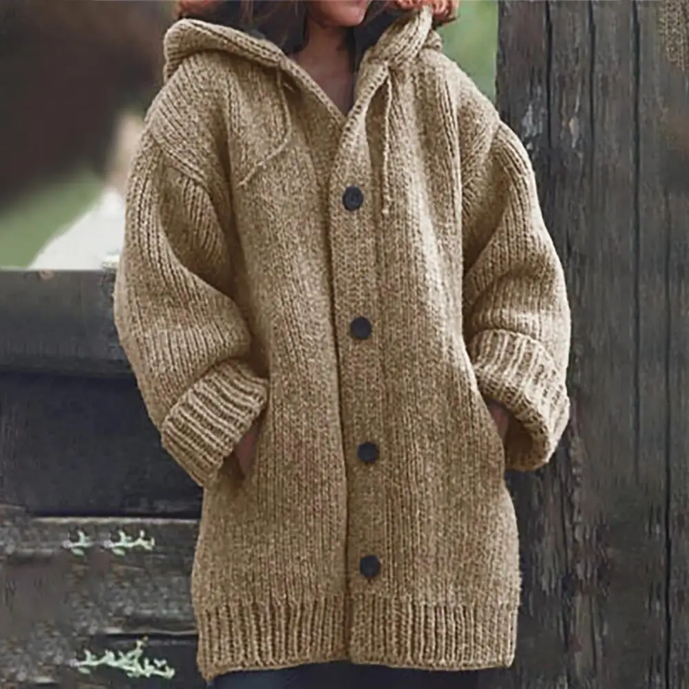 Hooded Sweater Solid Color Pockets Knitted Sweater Cardigan Warm Single-breasted Mid-length Knitted Cardigan Jacket Streetwear
Hooded Sweater Solid Color Pockets Knitted Sweater Cardigan Warm Single-breasted Mid-length Knitted Cardigan Jacket Streetwear