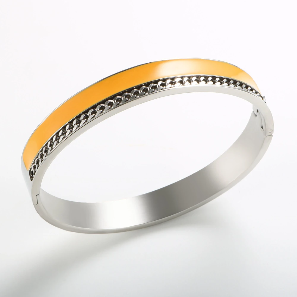 Stainless Steel White/Yellow Glue Enamel Bangle Bracelets With Chain For Men Women Fashion Jewelry Gifts
Stainless Steel White/Yellow Glue Enamel Bangle Bracelets With Chain For Men Women Fashion Jewelry Gifts