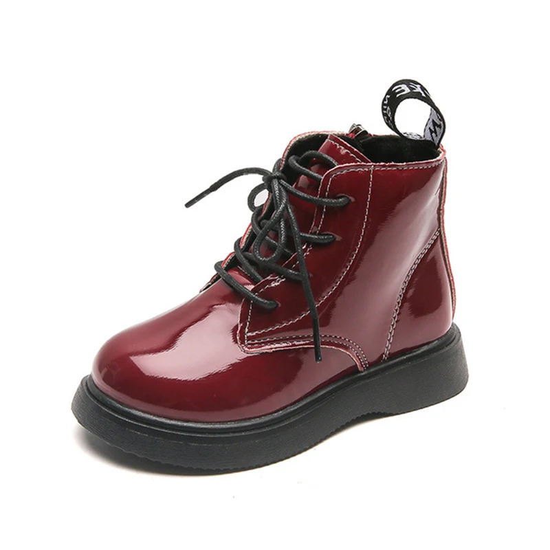 

New Patent Leather Children Casual Shoes 2021 New Autumn Winter Martin Boots Brand Boys Shoe Soft Antislip Girls Boot Size 26-36
