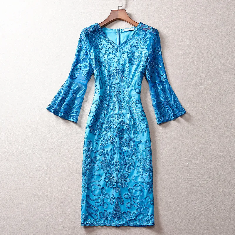 2021 Spring Runway Designers Luxury Embroidery Mesh Dress Party Festa Elegant Flare Sleeve Sexy Cocktail Evening Robe Femme
2021 Spring Runway Designers Luxury Embroidery Mesh Dress Party Festa Elegant Flare Sleeve Sexy Cocktail Evening Robe Femme