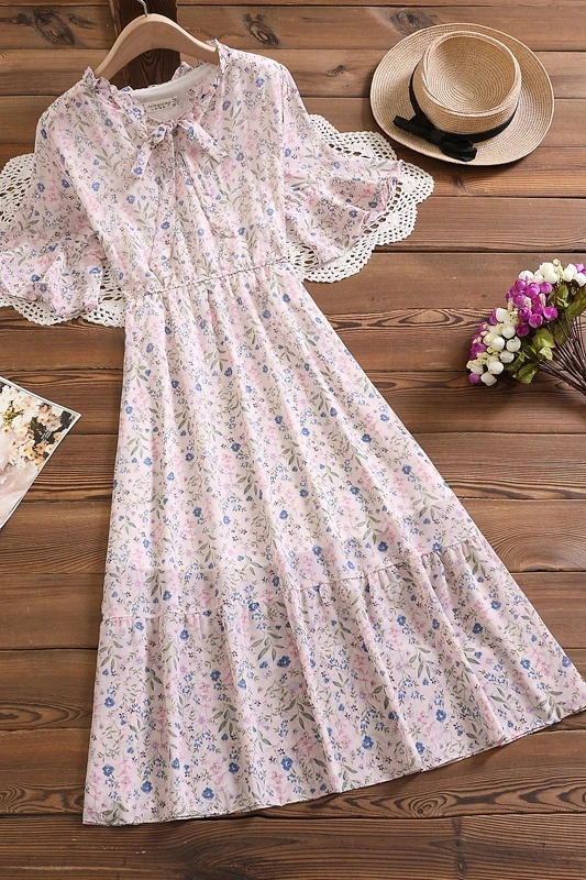 Mori Girl Chiffon Floral Dress 2021 Summer New French Temperament Waist Thin Mid-Length Short Sleeve Dress
Mori Girl Chiffon Floral Dress 2021 Summer New French Temperament Waist Thin Mid-Length Short Sleeve Dress