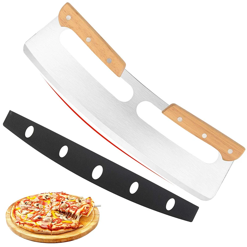 14" Premium Pizza Cutter Rocker Style Stainless Steel Pizza Knife Slicer Blade With Double Wooden Grip Chopper
14" Premium Pizza Cutter Rocker Style Stainless Steel Pizza Knife Slicer Blade With Double Wooden Grip Chopper