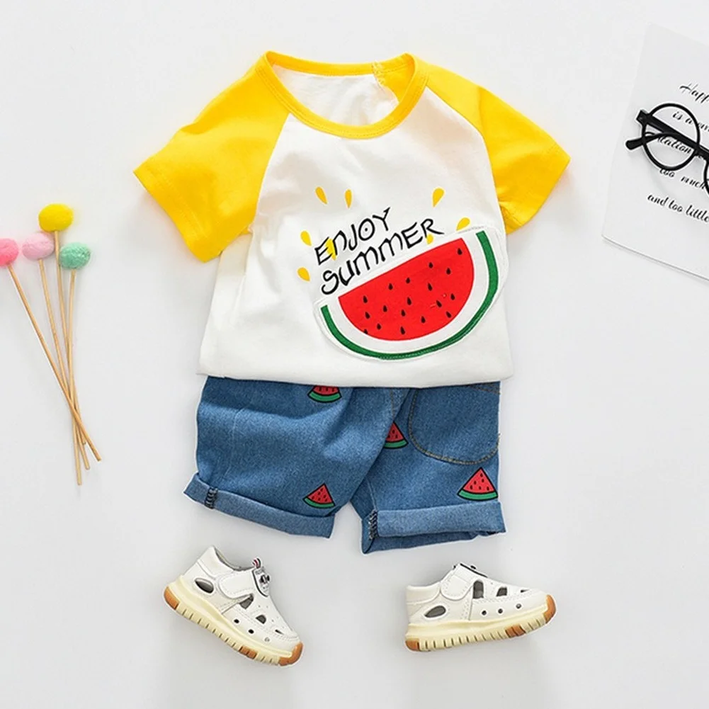 Boys Clothing Sets 2021 Summer Hot Selling BoysRed Yellow Black Short Sleeve + Denim Shorts Suit
Boys Clothing Sets 2021 Summer Hot Selling BoysRed Yellow Black Short Sleeve + Denim Shorts Suit