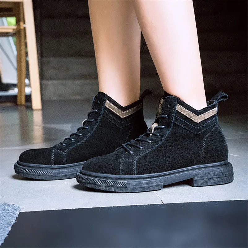 Meotina Winter Real Leather Ankle Boots Women Cow Suede Flat Short Boots Lace Up Round Toe Shoes Ladies Autumn Black Size 34-39
Meotina Winter Real Leather Ankle Boots Women Cow Suede Flat Short Boots Lace Up Round Toe Shoes Ladies Autumn Black Size 34-39