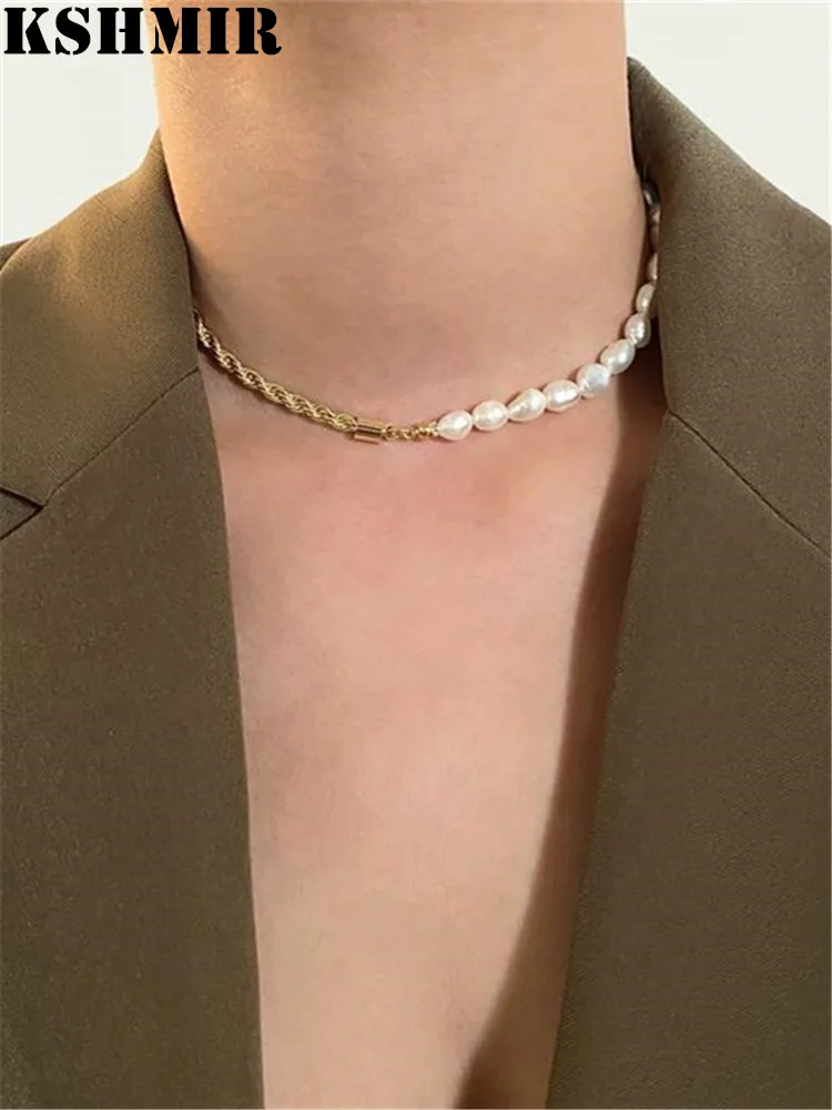 kshmir Retro gold chain freshwater pearl necklace for women fashion exaggerated collarbone chain 2020
kshmir Retro gold chain freshwater pearl necklace for women fashion exaggerated collarbone chain 2020