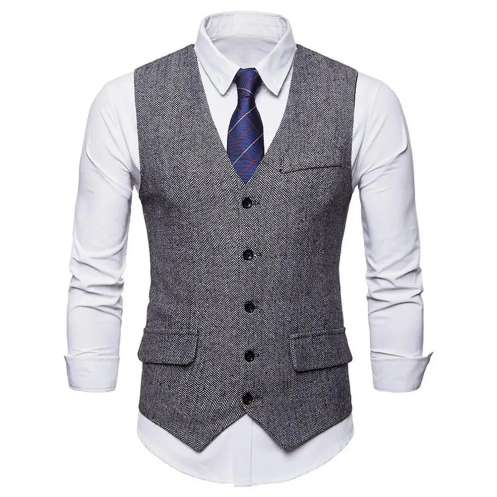 Sleeveless Flap Pockets Suit Vest Simple Solid Color Men Formal Business Vest Workwear
Sleeveless Flap Pockets Suit Vest Simple Solid Color Men Formal Business Vest Workwear