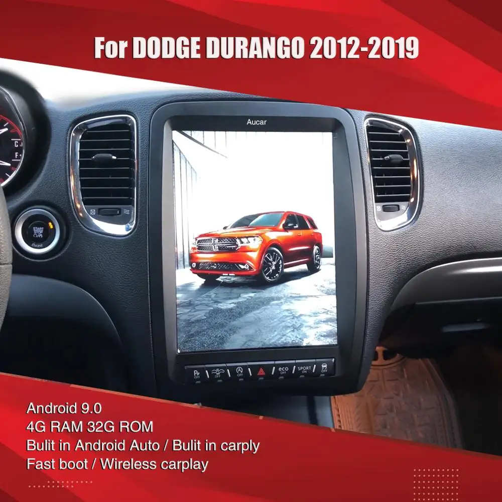 Автомагнитола Aucar Tesla style для Dodge Durango Android мультимедийное радио GPS навигация стерео