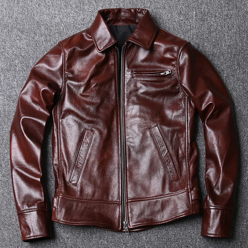 2020 Dark Brown Men American Casual Style Jacket Large Size XXXL Genuine Cowhide Autumn Slim Fit Fashion Leather Coat
2020 Dark Brown Men American Casual Style Jacket Large Size XXXL Genuine Cowhide Autumn Slim Fit Fashion Leather Coat