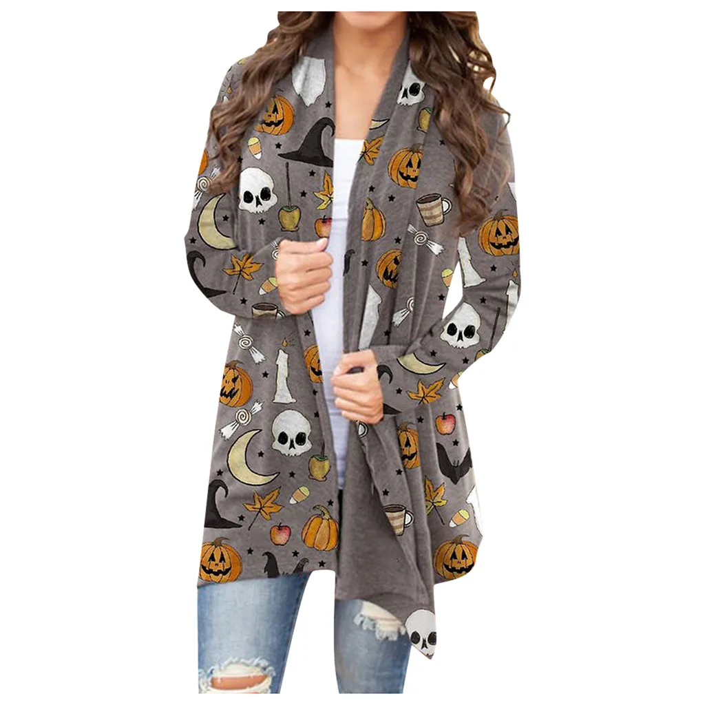 Elegant Woman Long Sleeve Winter Coat Women's Halloween Animal Cat Pumpkin Print Cardigan autumn and winter Large size Coat 2020 
Elegant Woman Long Sleeve Winter Coat Women's Halloween Animal Cat Pumpkin Print Cardigan autumn and winter Large size Coat 2020