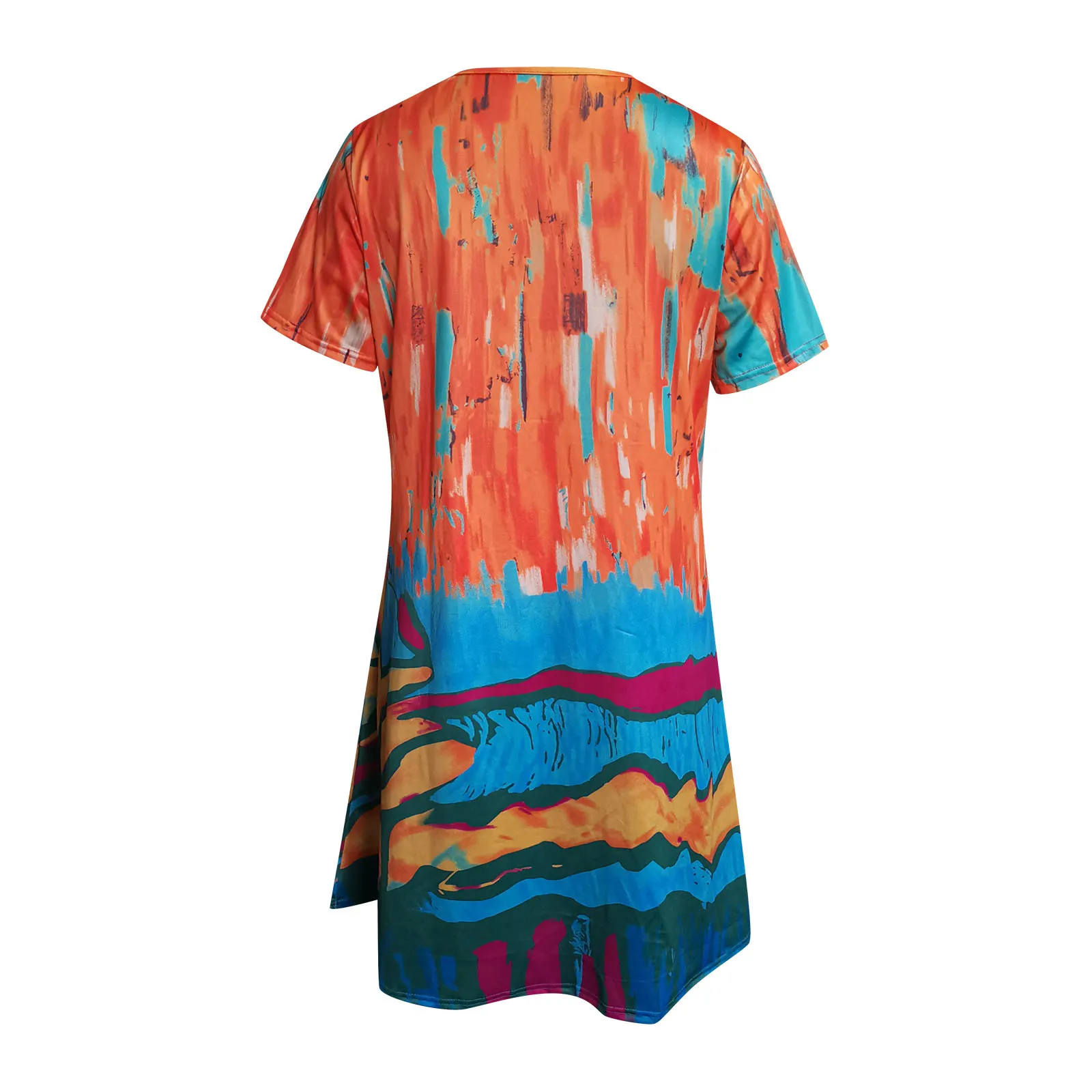 Summer Dress For Women 2021 Fashion Casual V-neck Short Sleeve Tie-dye Print Dresses Female Loose Party Dress#35 
Summer Dress For Women 2021 Fashion Casual V-neck Short Sleeve Tie-dye Print Dresses Female Loose Party Dress#35